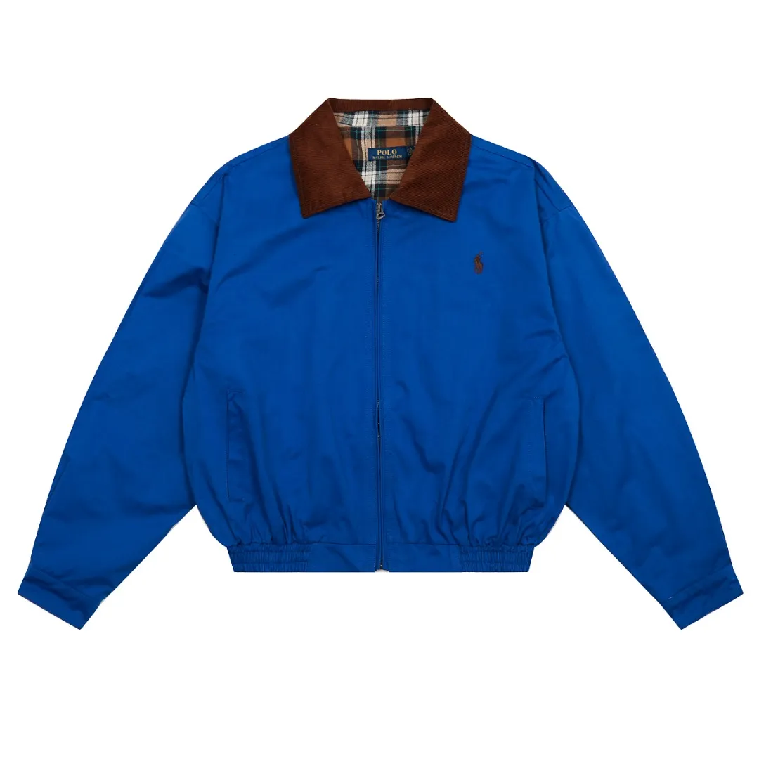 P340 Top quality" Style number: 8099# [Ralph Lauren corduroy color-blocked lapel American retro jacket] ✅Ralph Lauren American retro classic contrasting color corduroy lapel jacket ✅Pure cotton washed fabric Fabric texture version YYDS~ ✅Fashionable and casual commuting travel Simple style is classic ✅Simple and easy to wear ootd must-have versatile style Size: S-XL Color: Navy blue, matcha light green, Klein blue, retro gray green